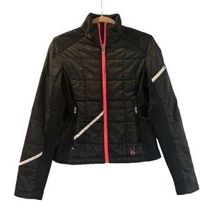 Spyder Womens Black Fitted Quilted Full Zip Jacket - Size XS